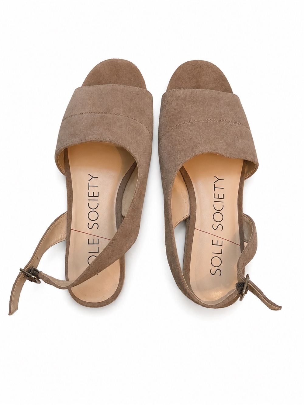 Solo Society Taupe Suede Espadrille Slingback Platform Sandals - Women size 8.5